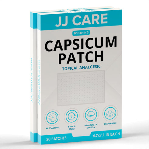 JJ CARE Capsicum Patch (40 PCS), 4.7" x 7.1" Soothing Capsaicin Patch, Capsicum Patches for Neck, Shoulder, Muscle Soreness- 8 Hours Relief